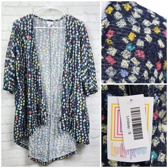 NWT LulaRoe Lindsay Knit Sweater Kimono Jacket Unicorn Metallic Shimmer Sz Small - Picture 1 of 9